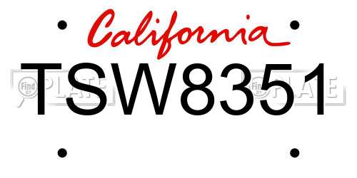 TSW8351 California License Plate