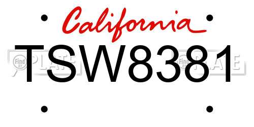 TSW8381 California License Plate