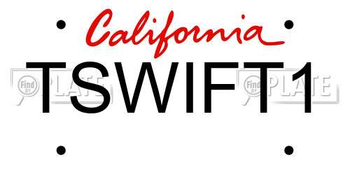 TSWIFT1 California License Plate