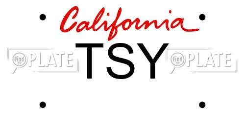 TSY California License Plate