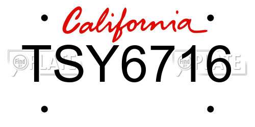 TSY6716 California License Plate