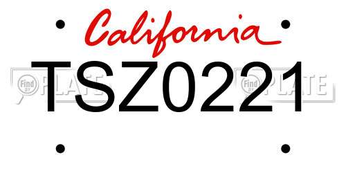 TSZ0221 California License Plate
