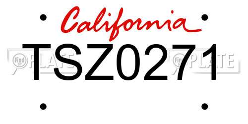 TSZ0271 California License Plate