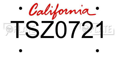 TSZ0721 California License Plate