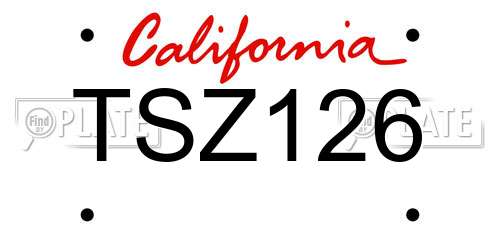 TSZ126 California License Plate
