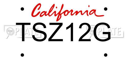 TSZ12G California License Plate