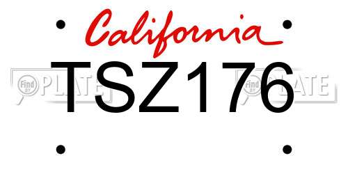 TSZ176 California License Plate