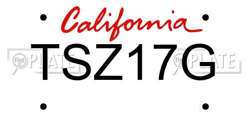 TSZ17G California License Plate