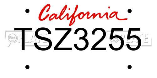 TSZ3255 California License Plate