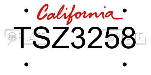 TSZ3258 California License Plate