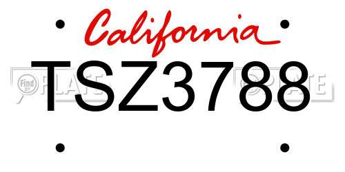 TSZ3788 California License Plate