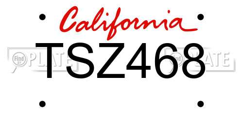 TSZ468 California License Plate