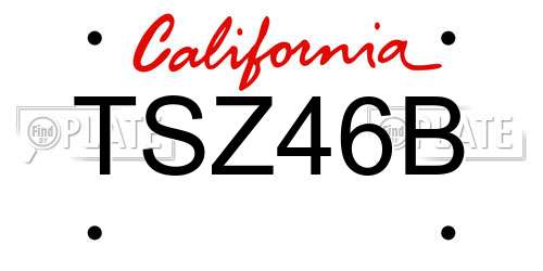 TSZ46B California License Plate
