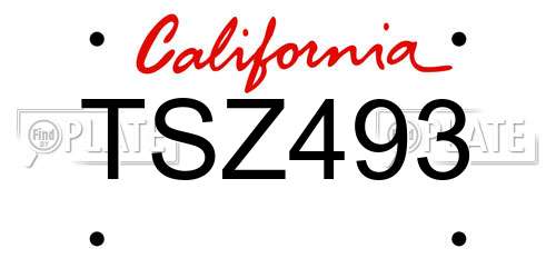TSZ493 California License Plate