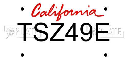 TSZ49E California License Plate