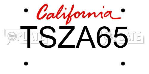 TSZA65 California License Plate