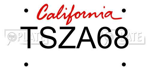 TSZA68 California License Plate