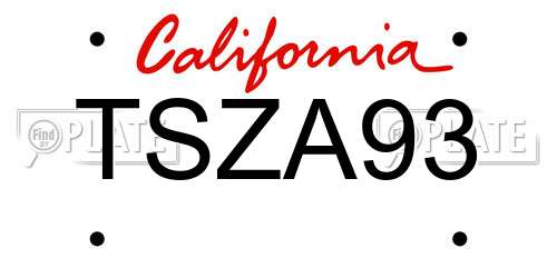 TSZA93 California License Plate