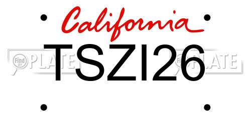 TSZI26 California License Plate