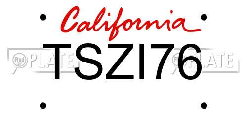 TSZI76 California License Plate