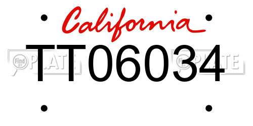 TT06034 California License Plate