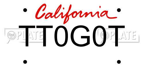 TT0G0T California License Plate