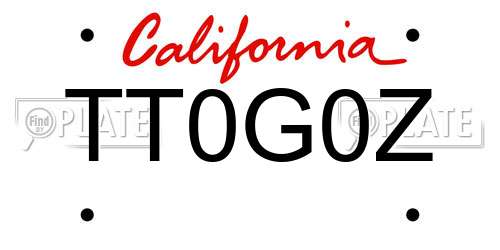 TT0G0Z California License Plate