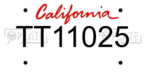 TT11025 California License Plate
