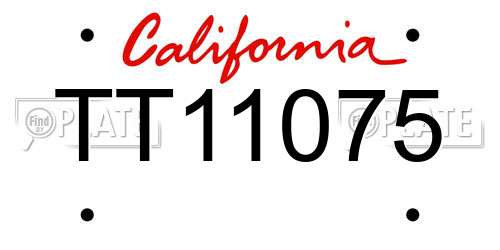 TT11075 California License Plate
