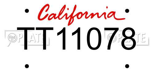 TT11078 California License Plate