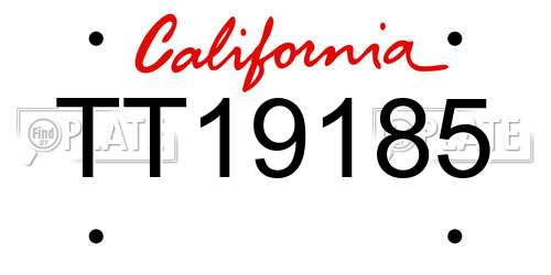 TT19185 California License Plate
