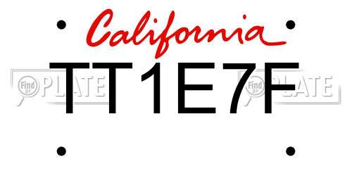 TT1E7F California License Plate