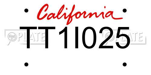 TT1I025 California License Plate
