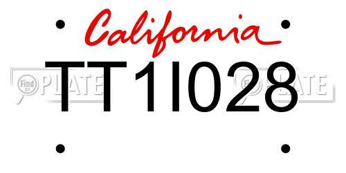 TT1I028 California License Plate