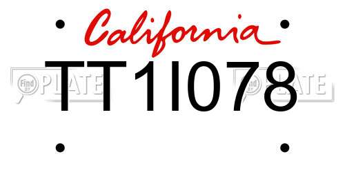 TT1I078 California License Plate