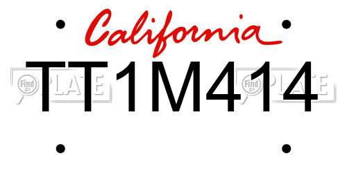TT1M414 California License Plate