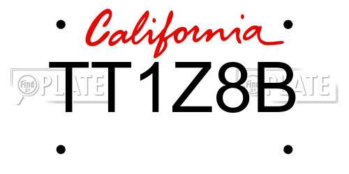 TT1Z8B California License Plate