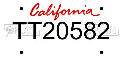 TT20582 California License Plate
