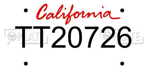TT20726 California License Plate