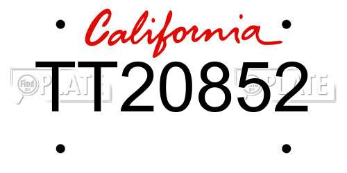 TT20852 California License Plate
