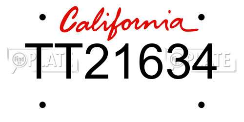 TT21634 California License Plate