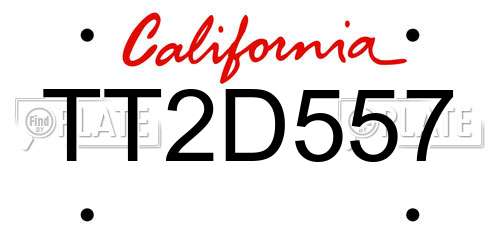 TT2D557 California License Plate
