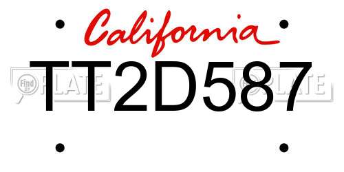 TT2D587 California License Plate