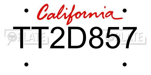 TT2D857 California License Plate