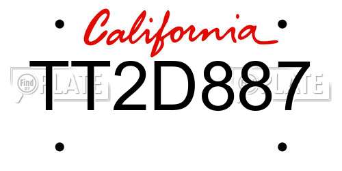 TT2D887 California License Plate