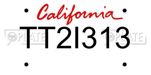 TT2I313 California License Plate
