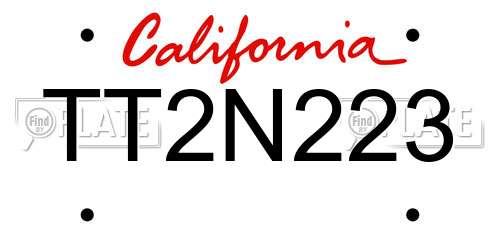 TT2N223 California License Plate