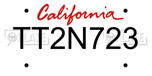TT2N723 California License Plate