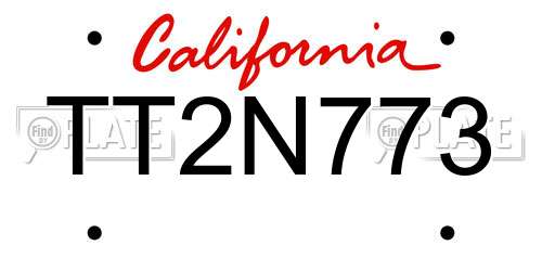 TT2N773 California License Plate