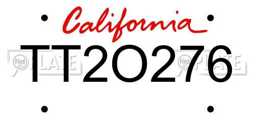 TT2O276 California License Plate